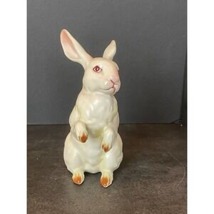 Lefton Japan White Rabbit Figurine Red Eyes H880 Vintage Porcelain Single